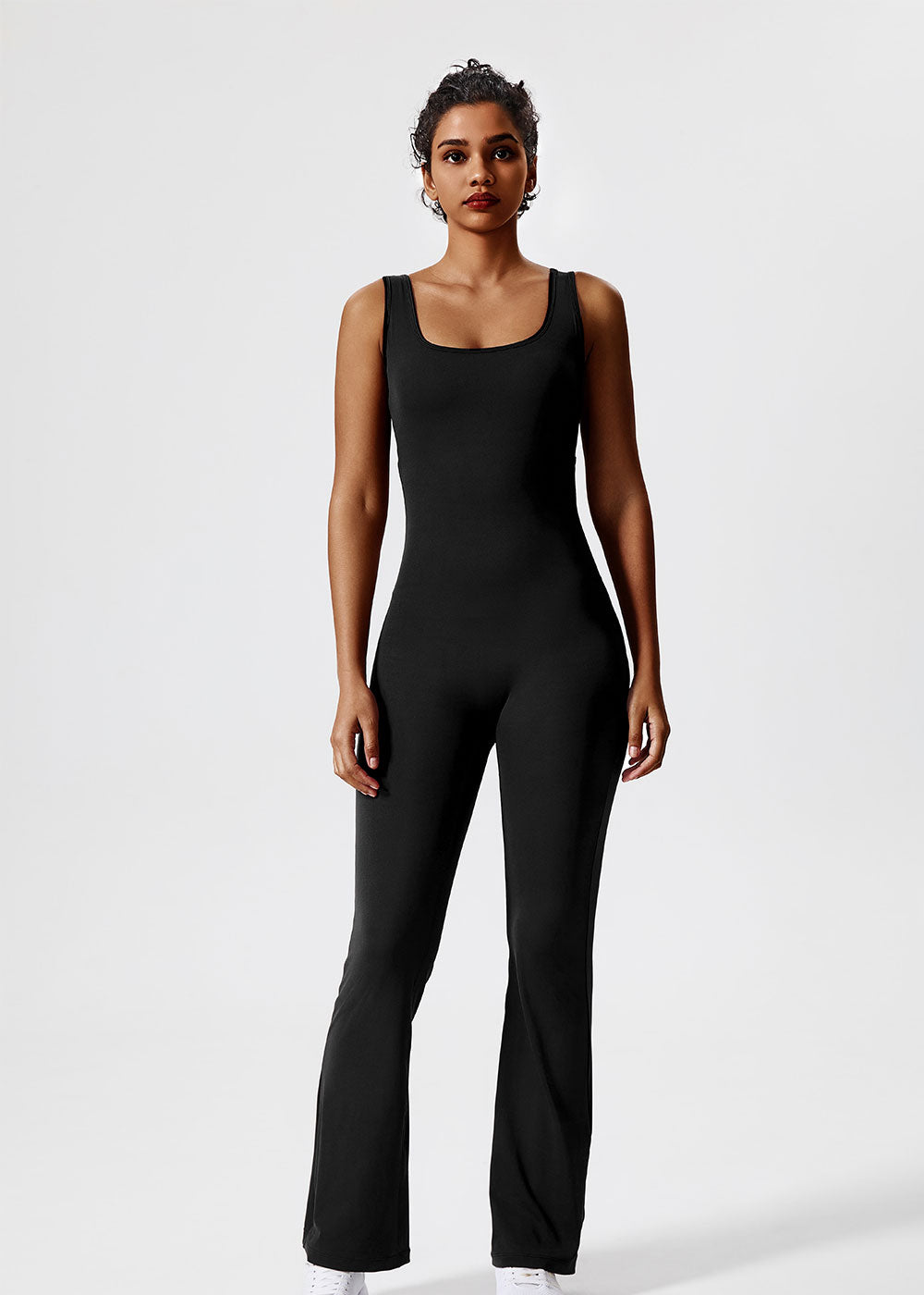 U-Neck Backless Flared Yoga Jumpsuit