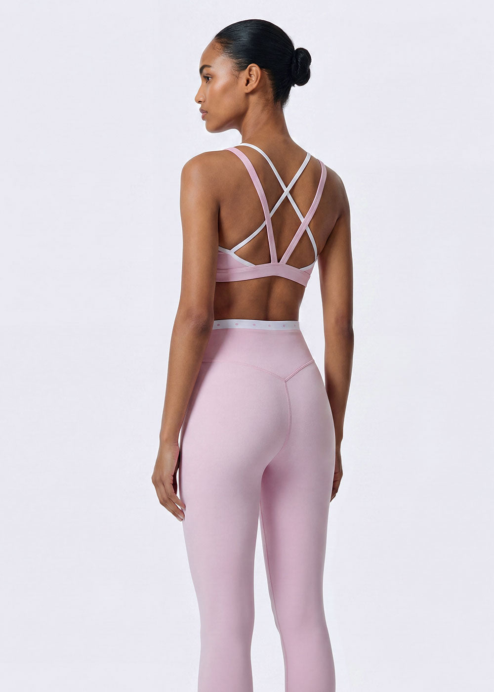 Deep V Contrast Trim Print Sports Bra