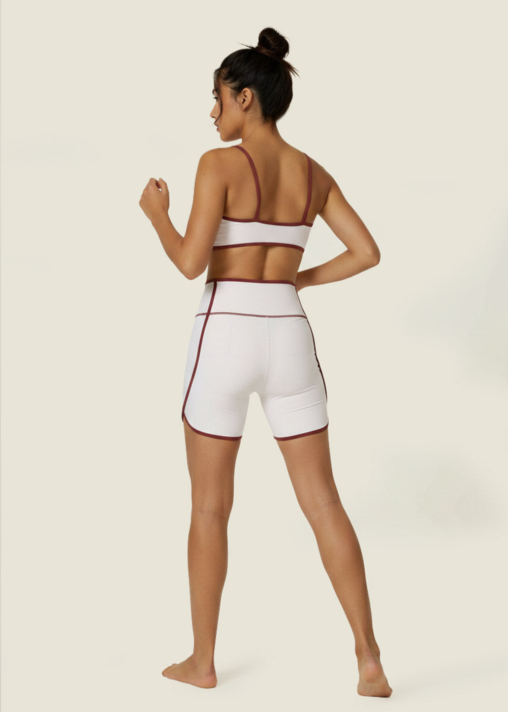 Contrast‑Trim High Waist Biker Shorts