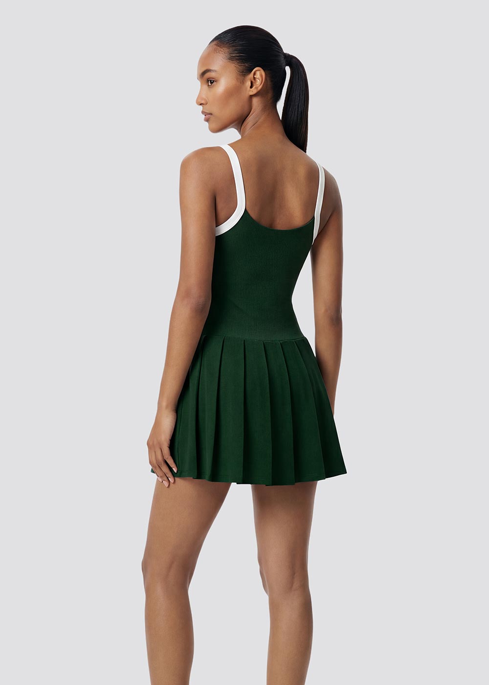 A Large U-neck Color-blocking Pleated Tennis Dress