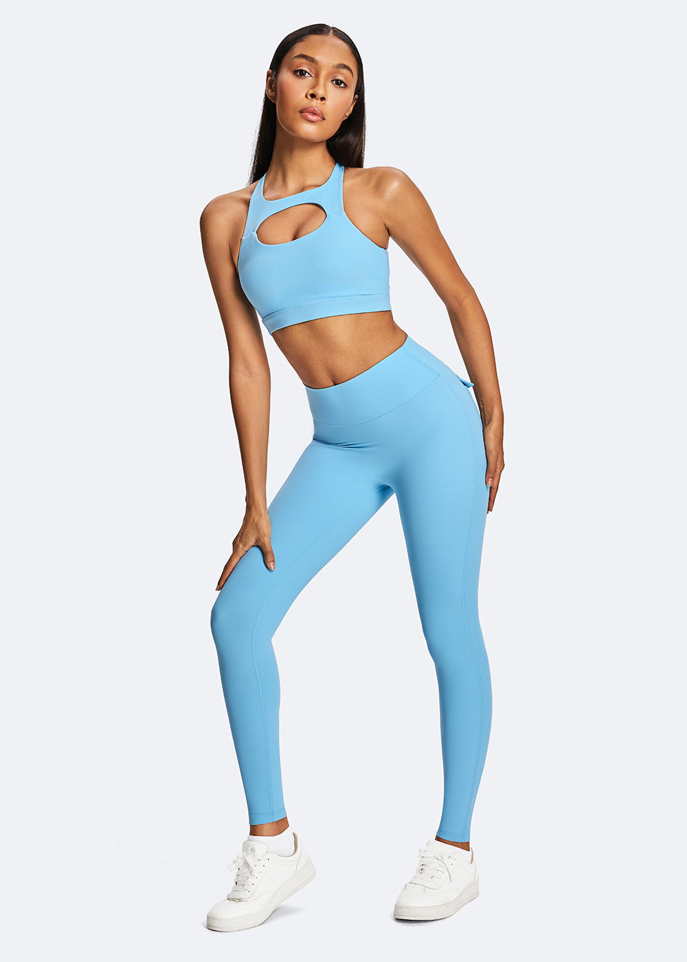 Convertible 2-Way Cutout Sports Bra - fullbody1