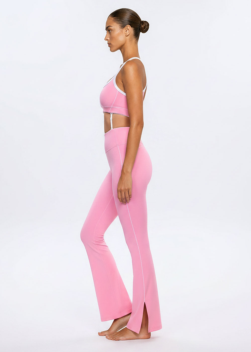 High-Waist Flared Leggings with Slit Hem