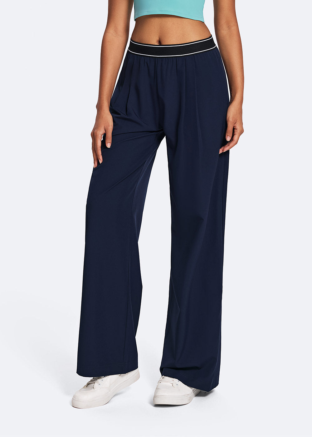 Wide-Leg Casual Pants with Elastic Waistband
