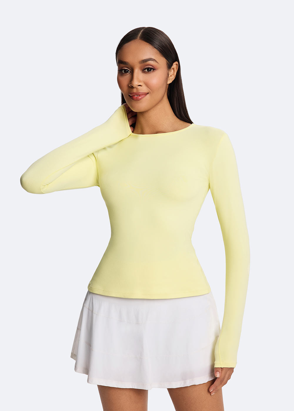 Cloud-Soft Yellow Skin-Friendly Long Sleeve front display 1