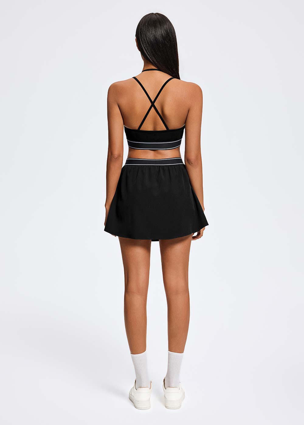 Double Strap Halter Cross Back Sports Bra