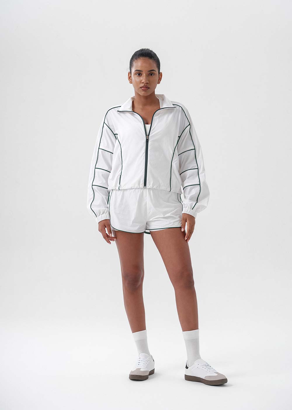 Contrast Piping Cropped Windbreaker