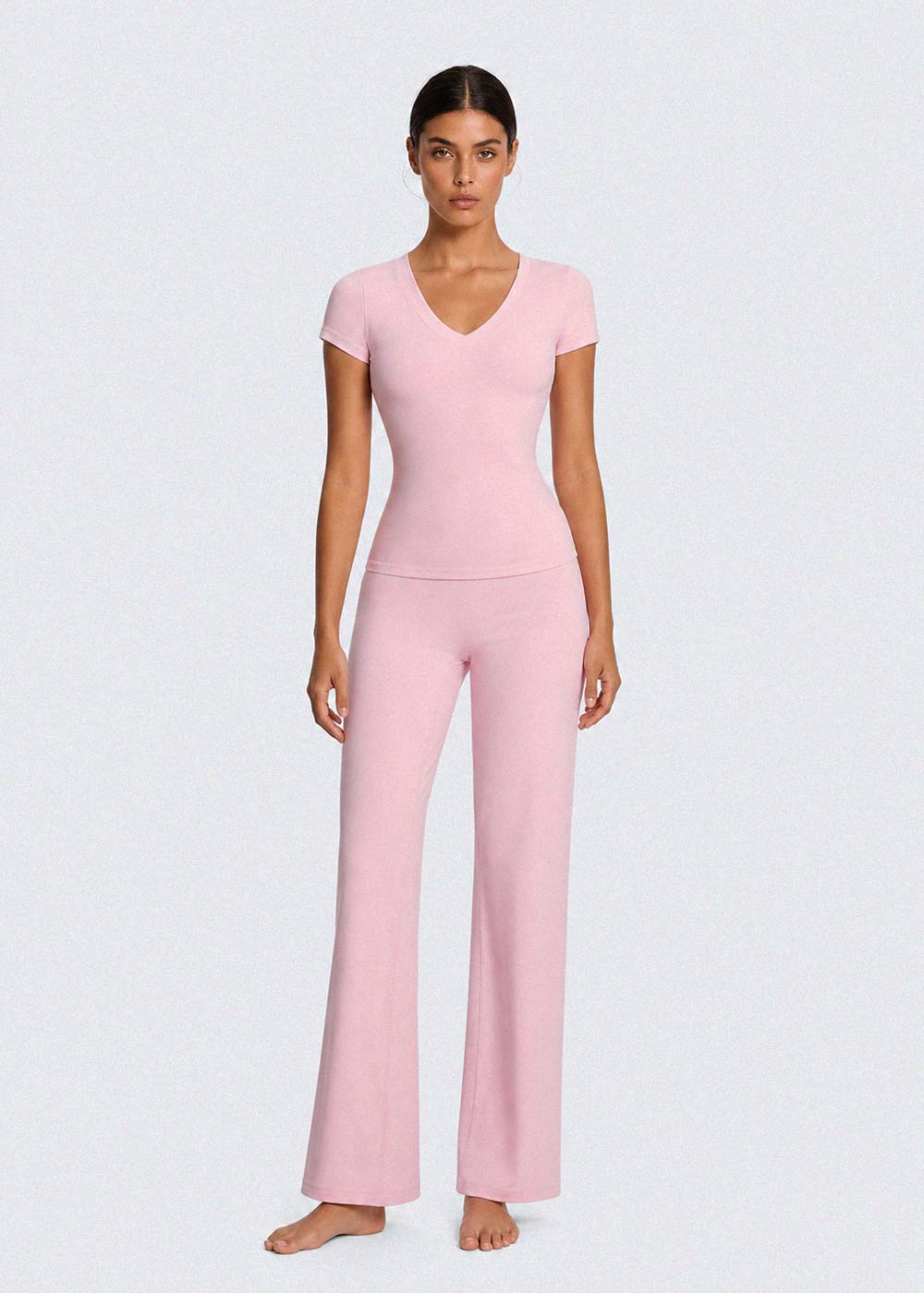 Women Buttery Soft V-Neck Fitted Shirt