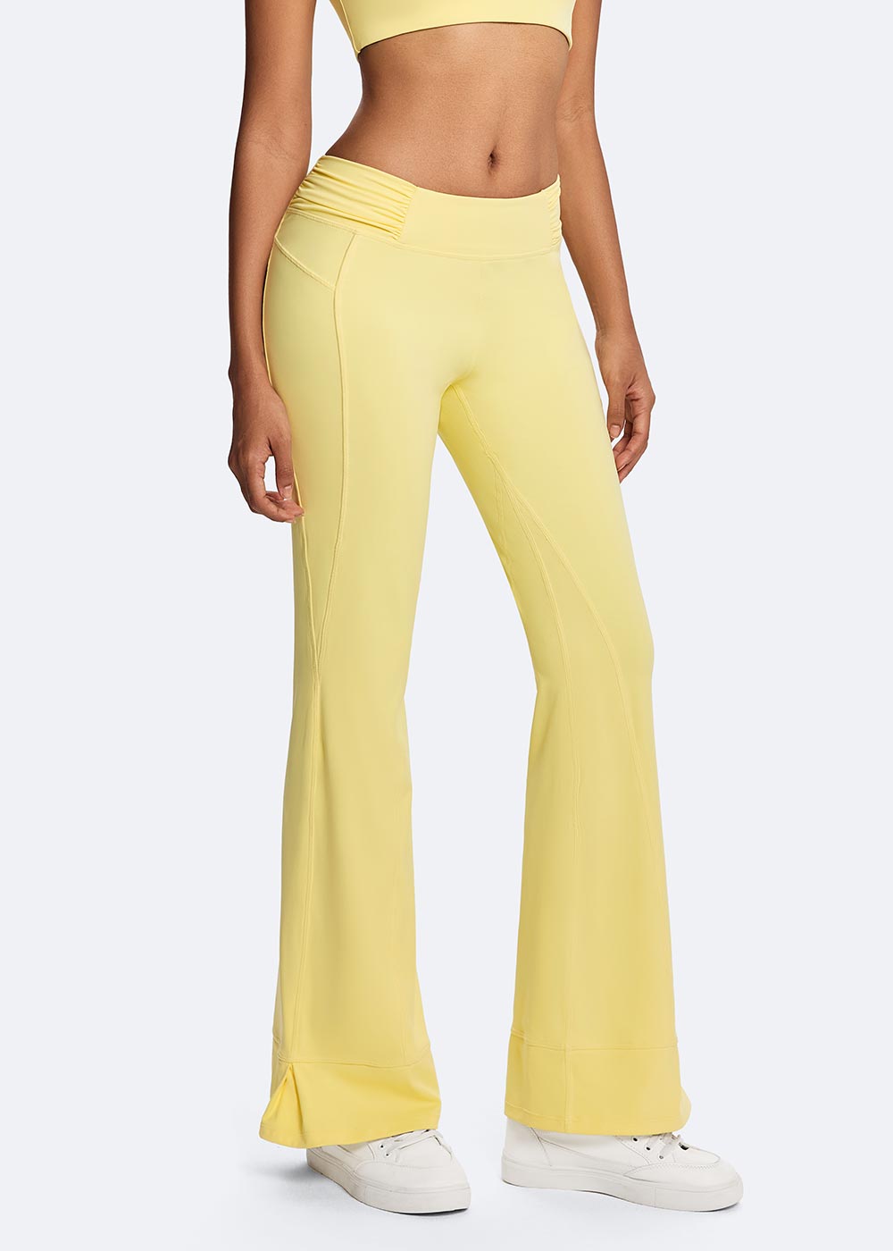 Linear-Accented Casual Flare Legging Yellow