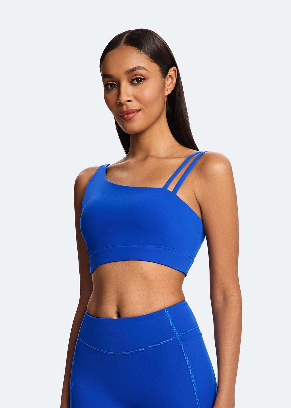 Asymmetric Strap Open-Back Sports Bra