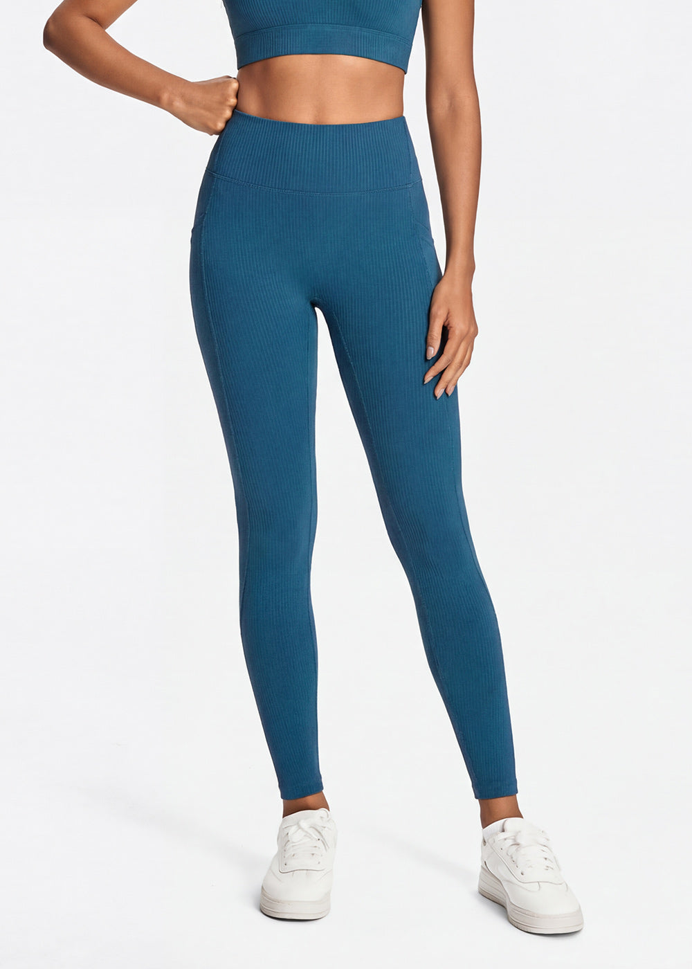 Ribbed High-Waist Pocket Gym Leggings - front2