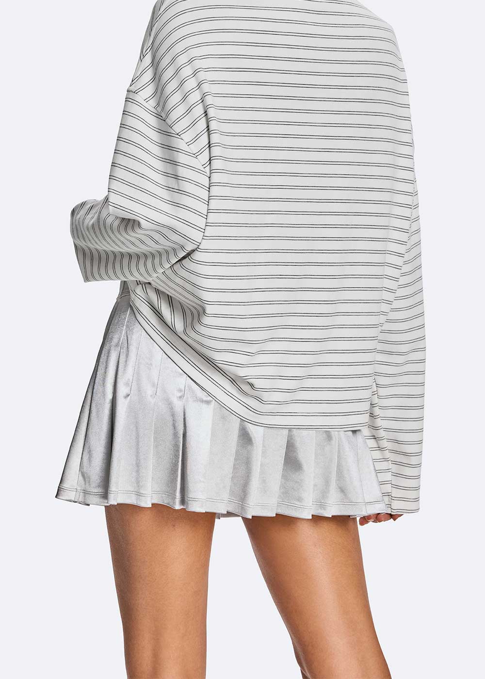 Striped Laid-Back Drop Shoulder Long Sleeve Top