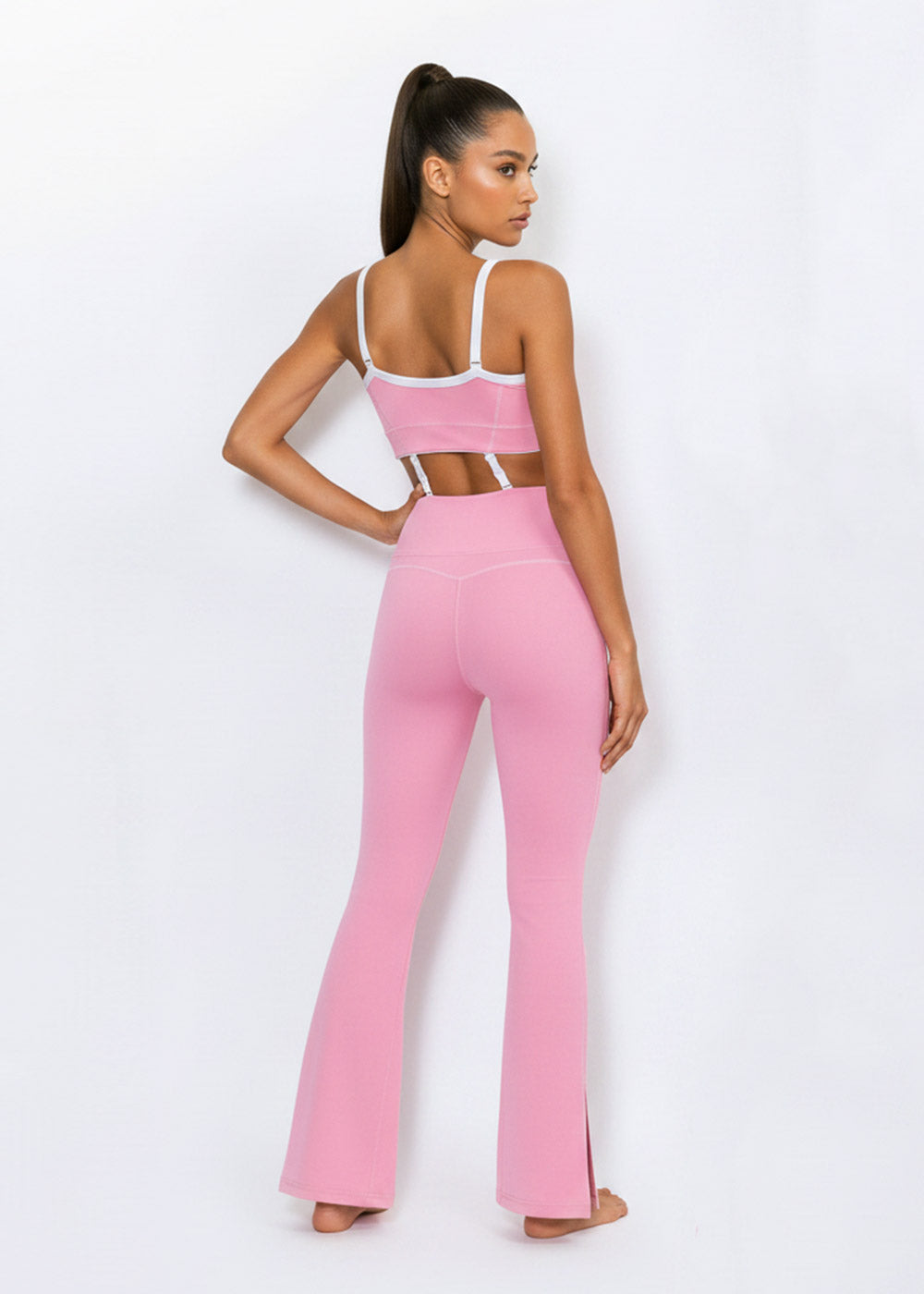 High-Waist Flared Leggings with Slit Hem