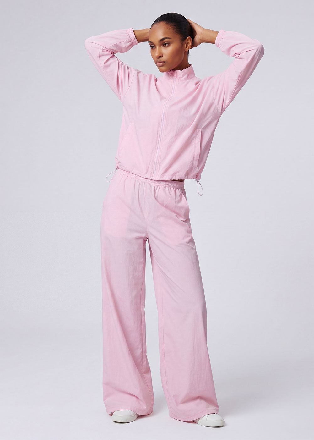 Lightweight Woven Stand Collar Loose Zip Jacket