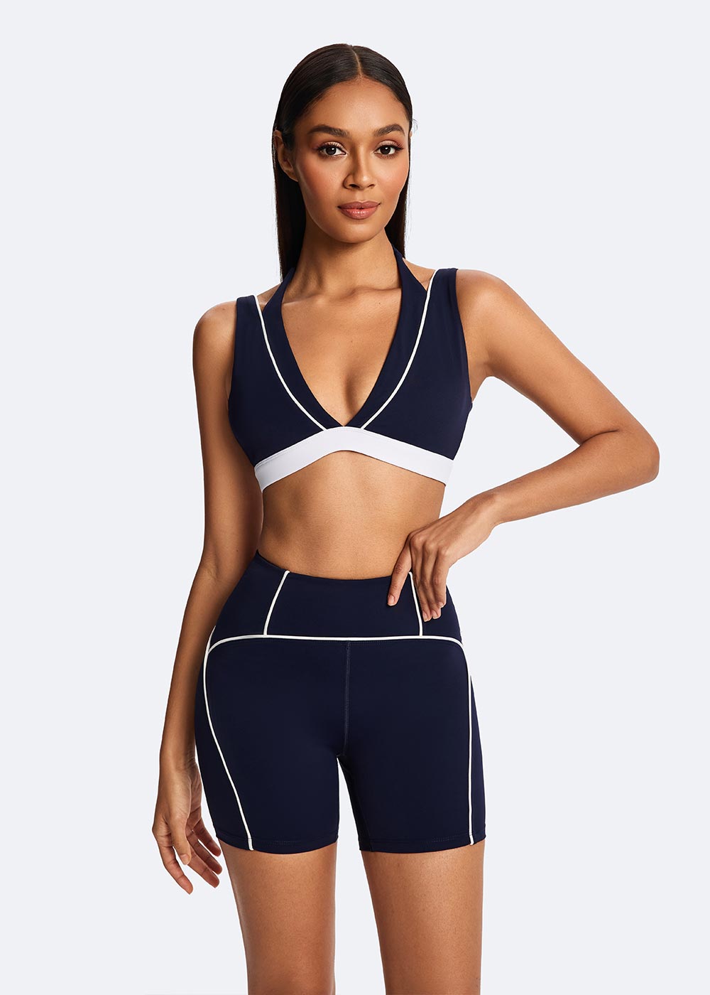 Eco-Friendly Color-Block Multi-Structure Sport Bra