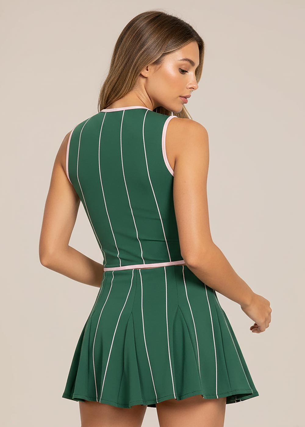 Contrast-Trim Tie-Front Sleeveless Tennis Top
