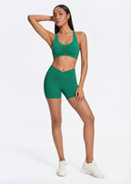 V-Waist Ruched Yoga Shorts - full body