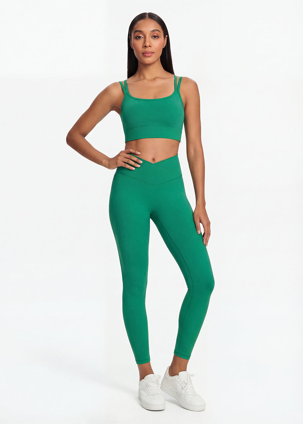 Double Strap Back Sports Bra - front