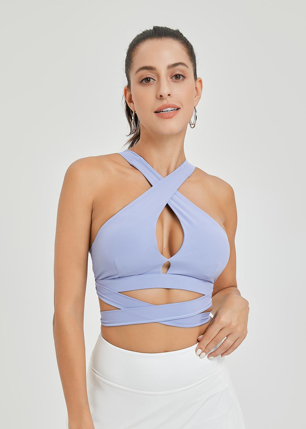 Halter Cross Wrap Sports Bra