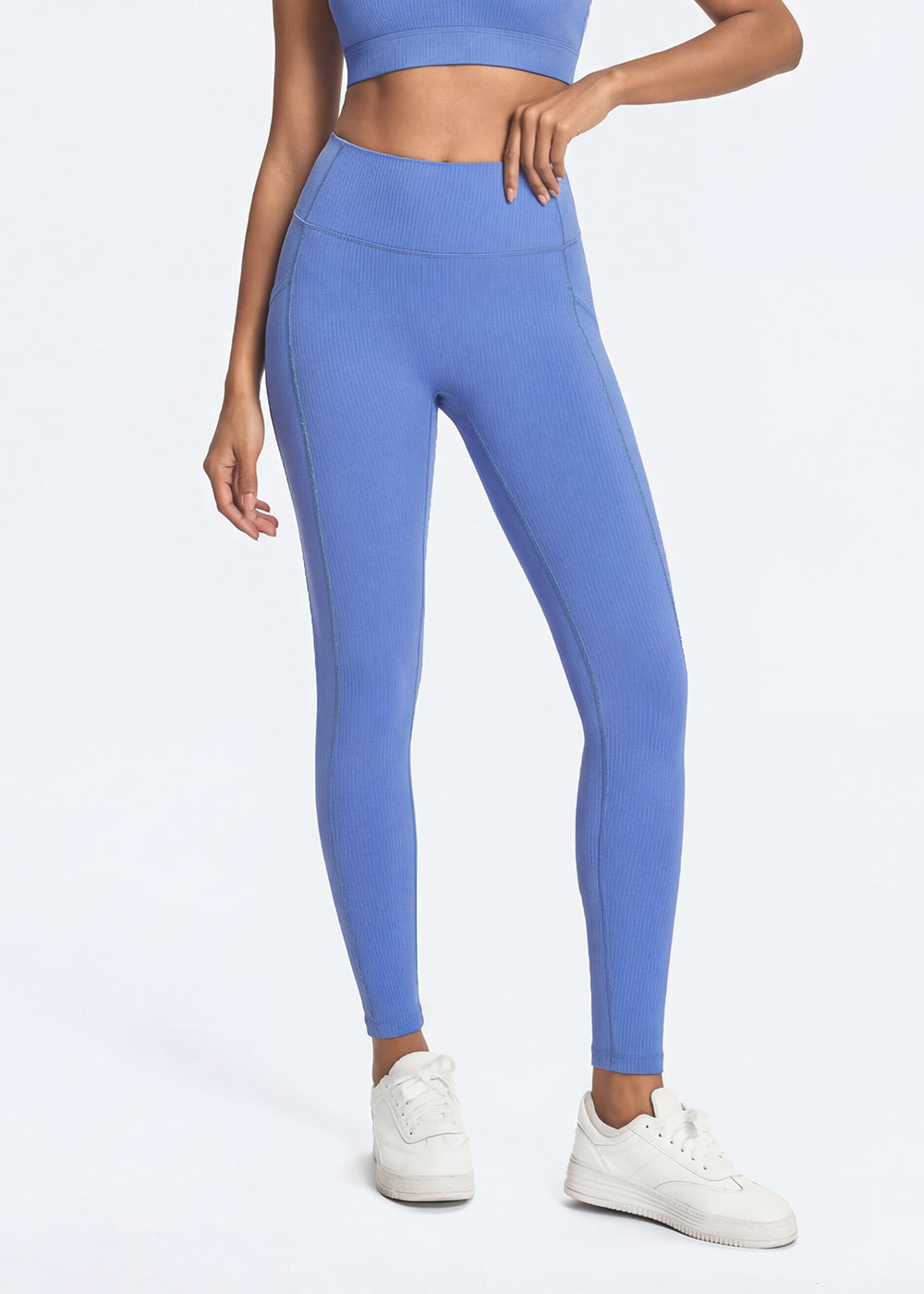 Ribbed High-Waist Pocket Gym Leggings - front1