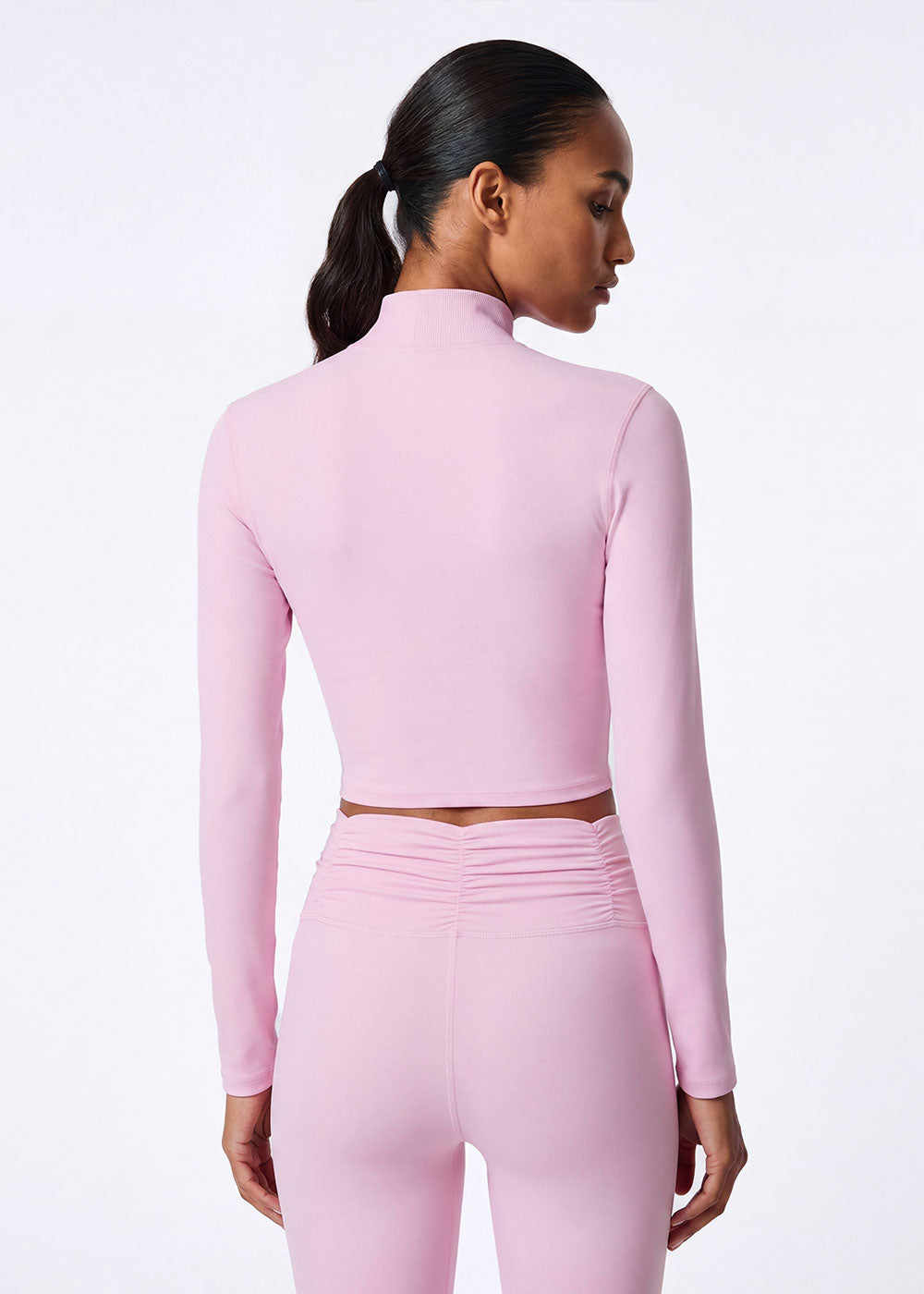 Curved Stand Collar Zip Up Cropped Athletic Jacket