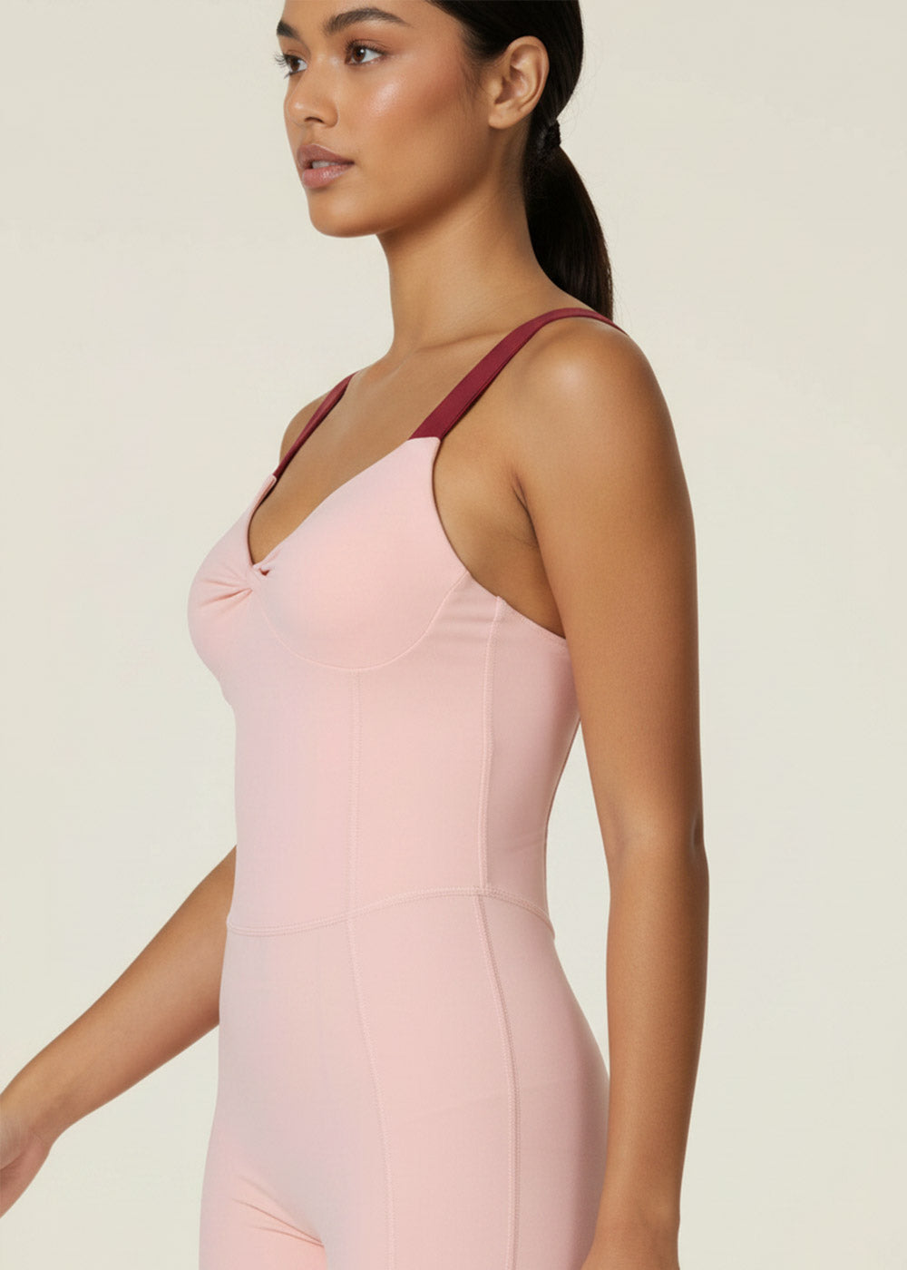 Twist Front Flare Jumpsuit Cross Back Yoga Onesie