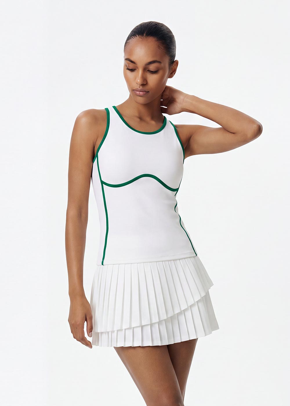 Round-Neck Wave-Lined Sports Tank Top