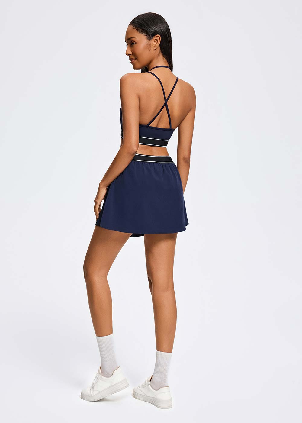 Double Strap Halter Cross Back Sports Bra