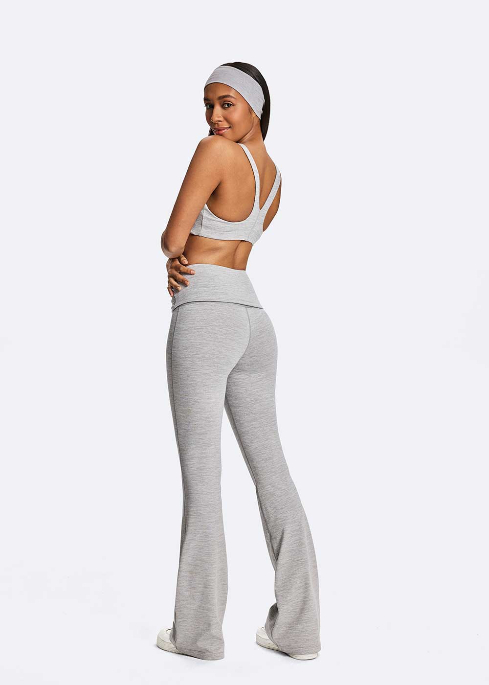 Grey Cross Front Layered Workout Bra