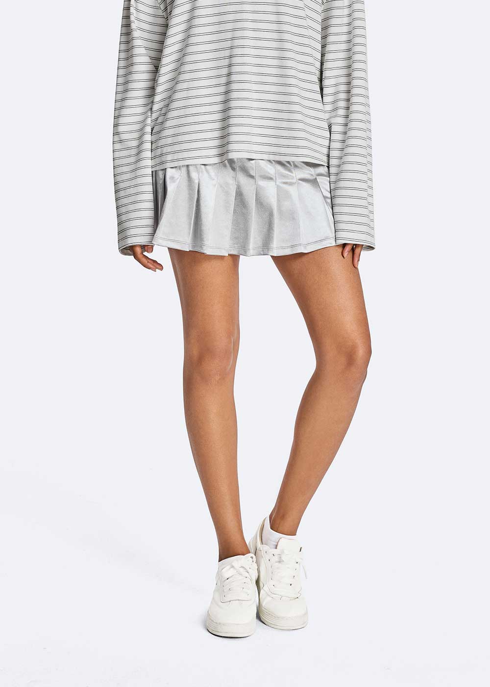 High Gloss Solid Press-Pleated Skort