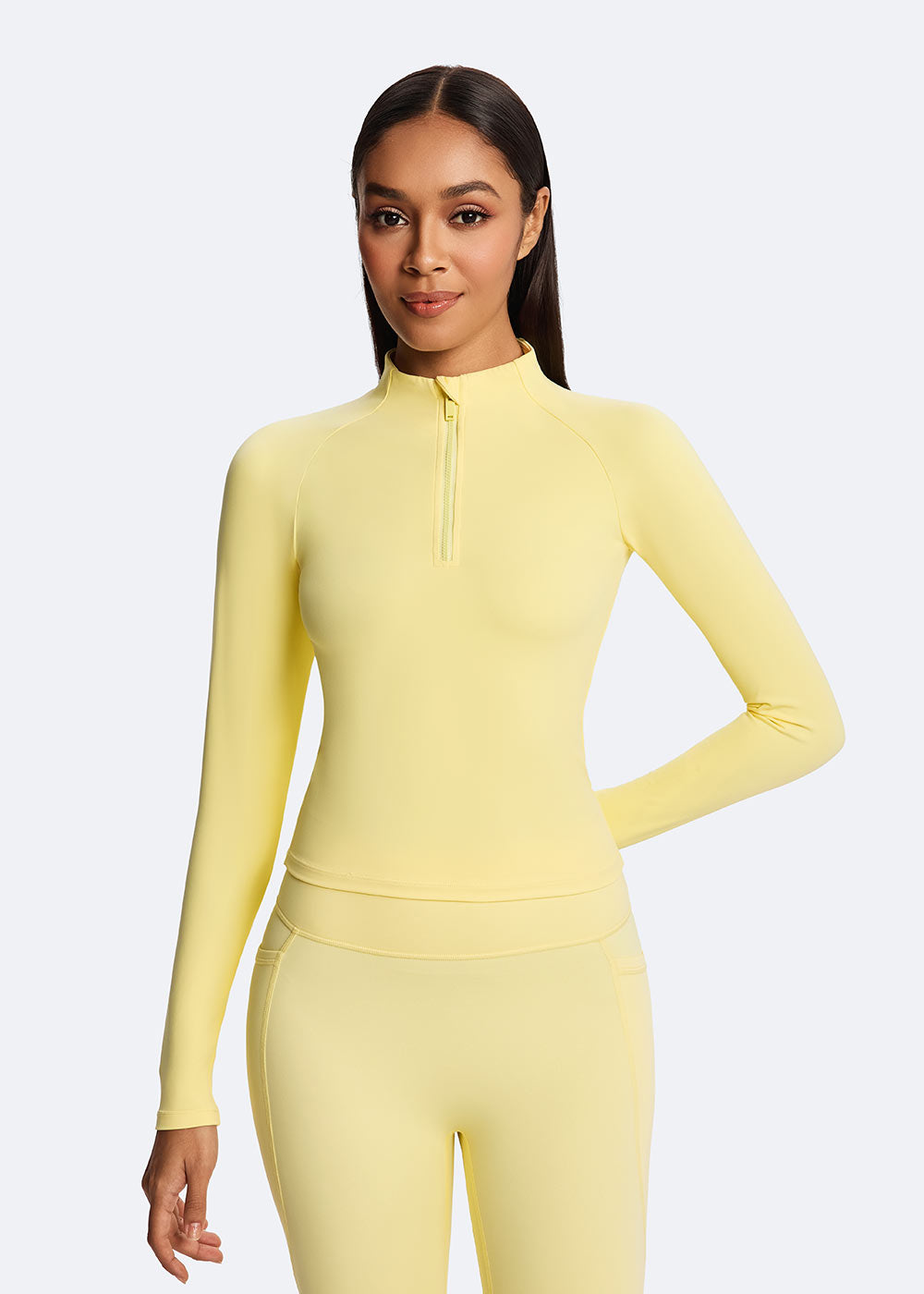 Yellow Quarter-Zip Slim-Fit Training Top Front Close-up