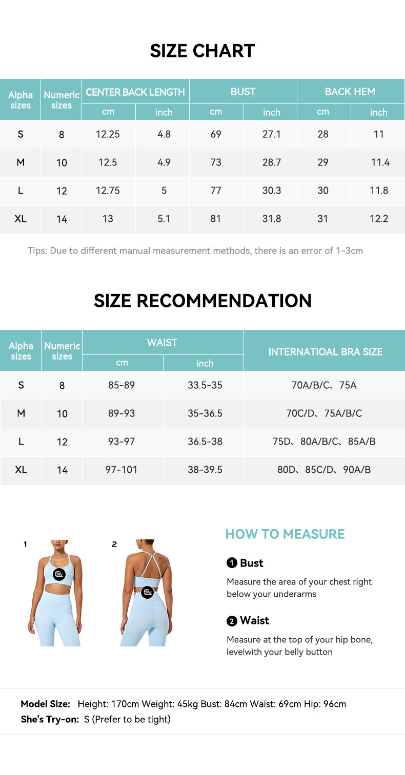 Spaghetti Strap Sports Bra Size Chart