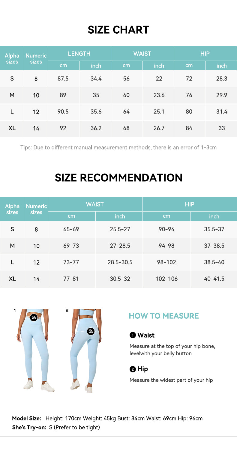 Contrast Stitching High Waist Yoga Leggings Size Chart