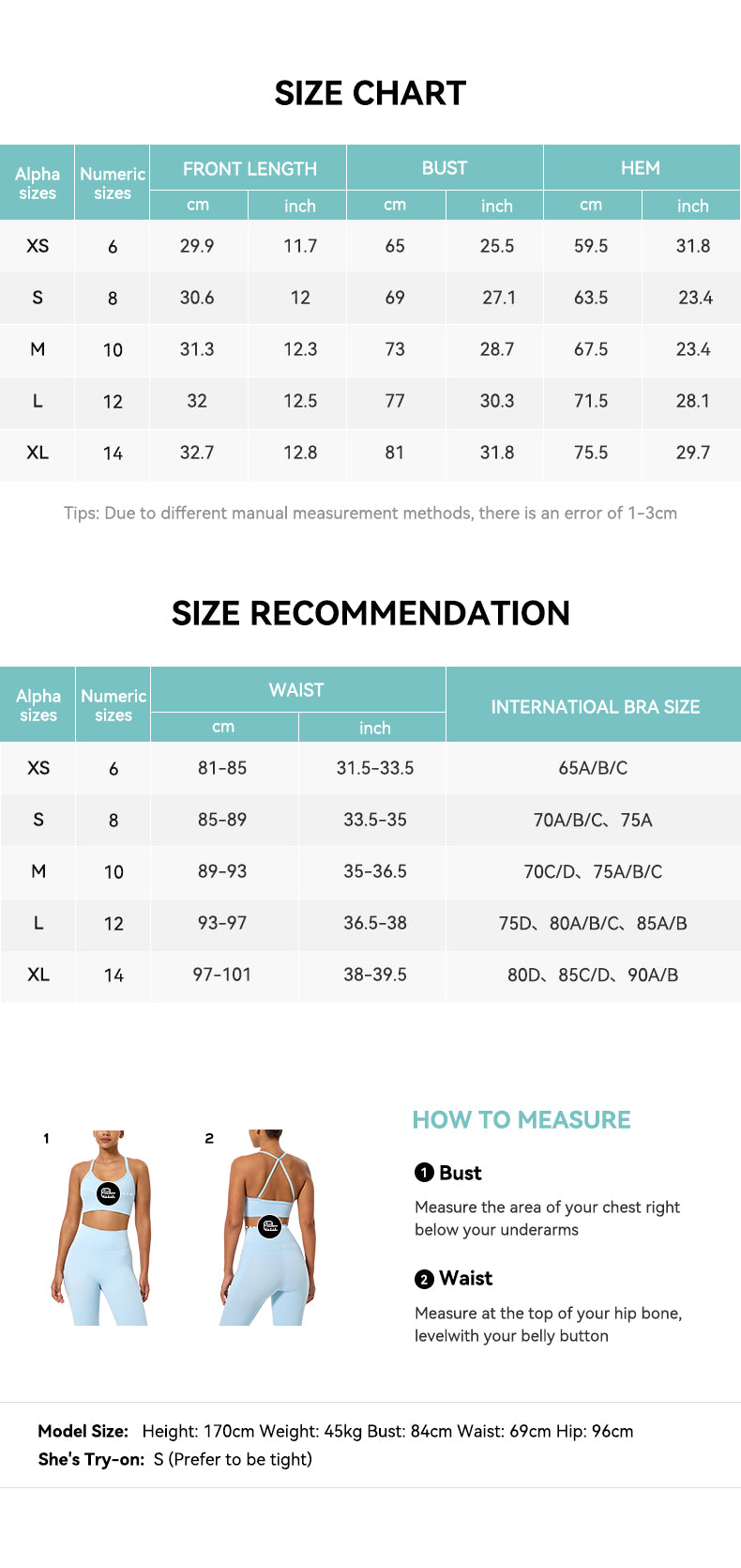 Ribbed Crisscross Back Yoga Bra Size Chart