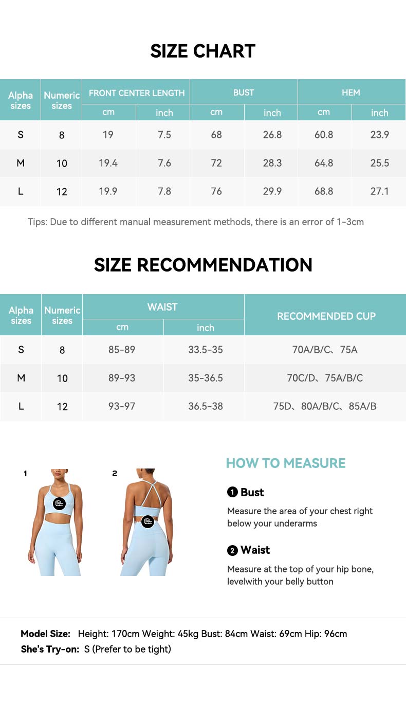 Women's Sports Bra Size Chart