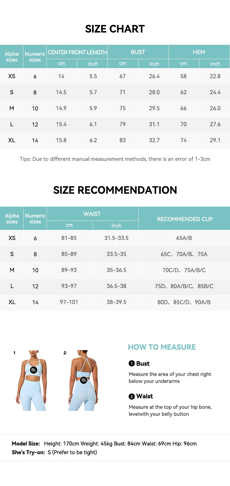 Contrast Trim Convertible Sports Bra Size Chart