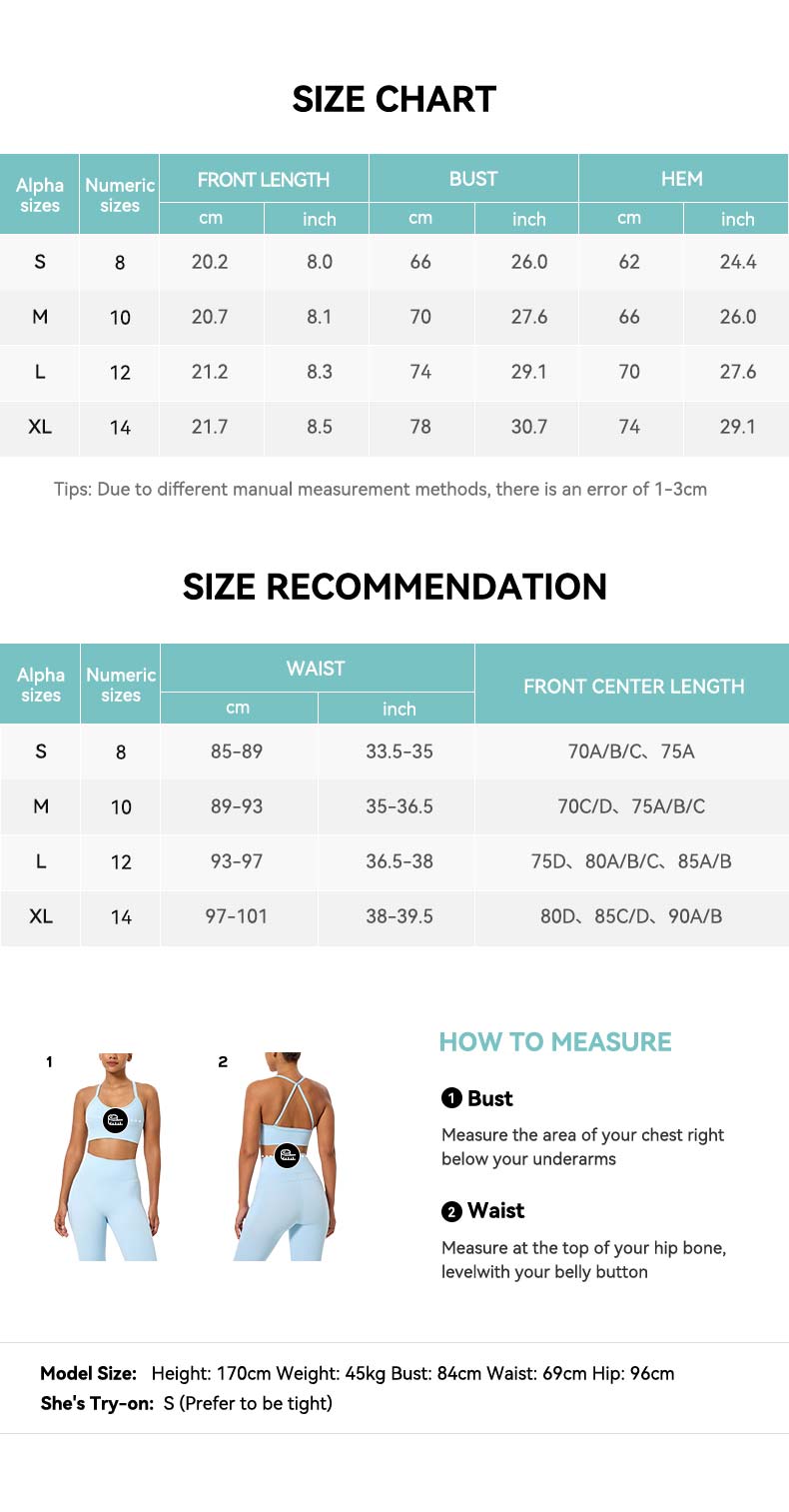 Women's Sports Bra Size Chart